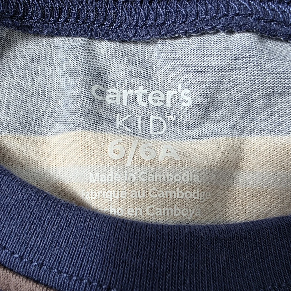Carter's Kids Long Sleeve Blue & Yellow Striped T Shirt Size 6